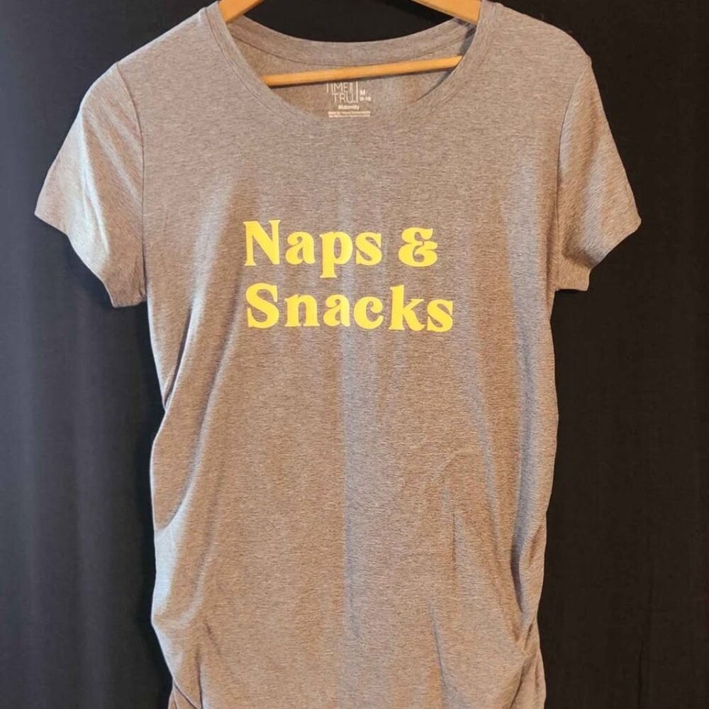 Time And Tru Maternity Top "Naps & Snacks" Gray XL
